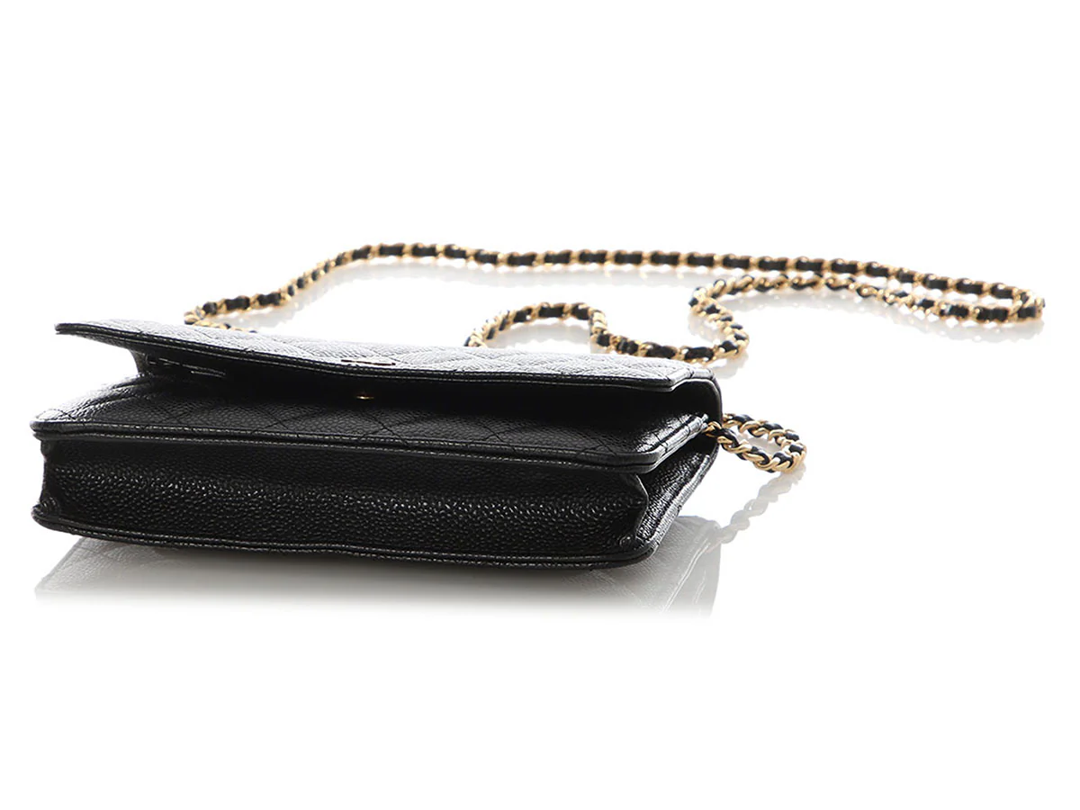 Chanel Black Quilted Caviar Wallet on Chain WOC - Image 6