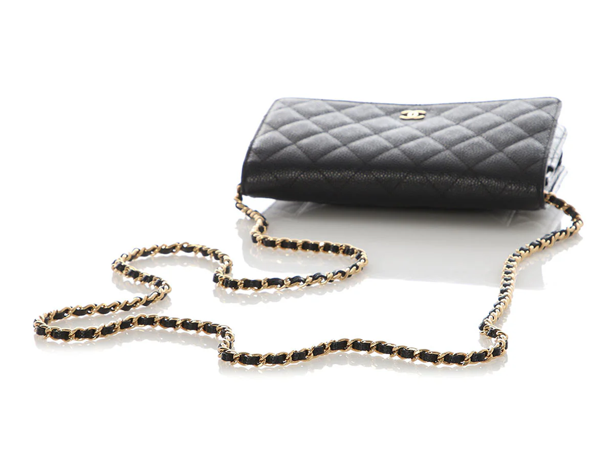 Chanel Black Quilted Caviar Wallet on Chain WOC - Image 7