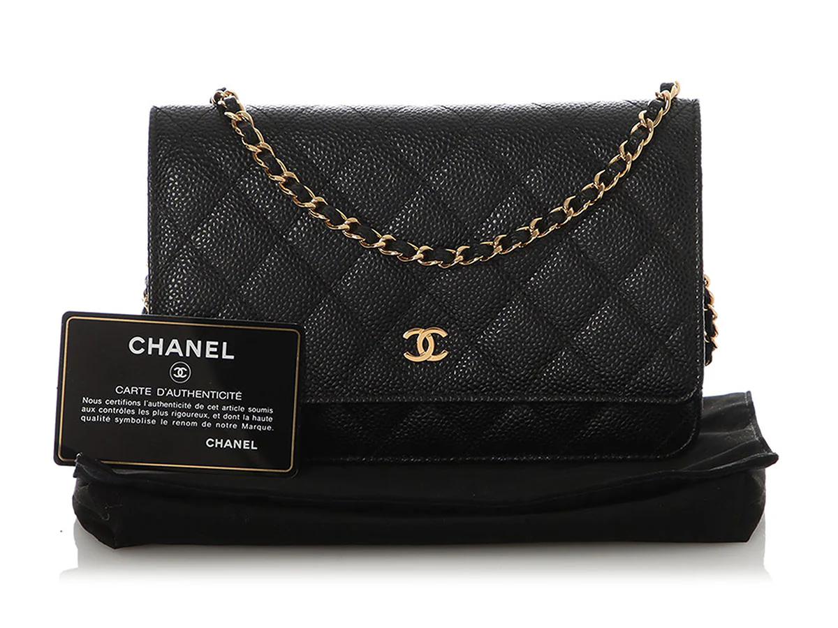 Chanel Black Quilted Caviar Wallet on Chain WOC - Image 8