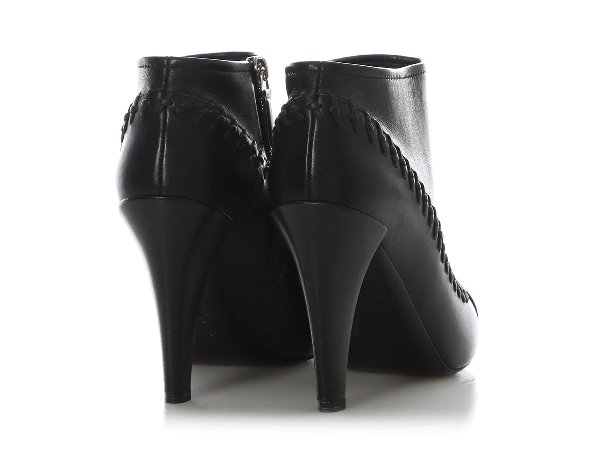 Chanel Black Cap Toe Booties - Image 4