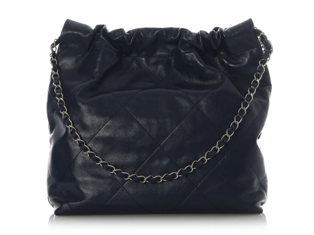 Chanel Small Navy Quilted Shiny Calfskin 22 - Image 5