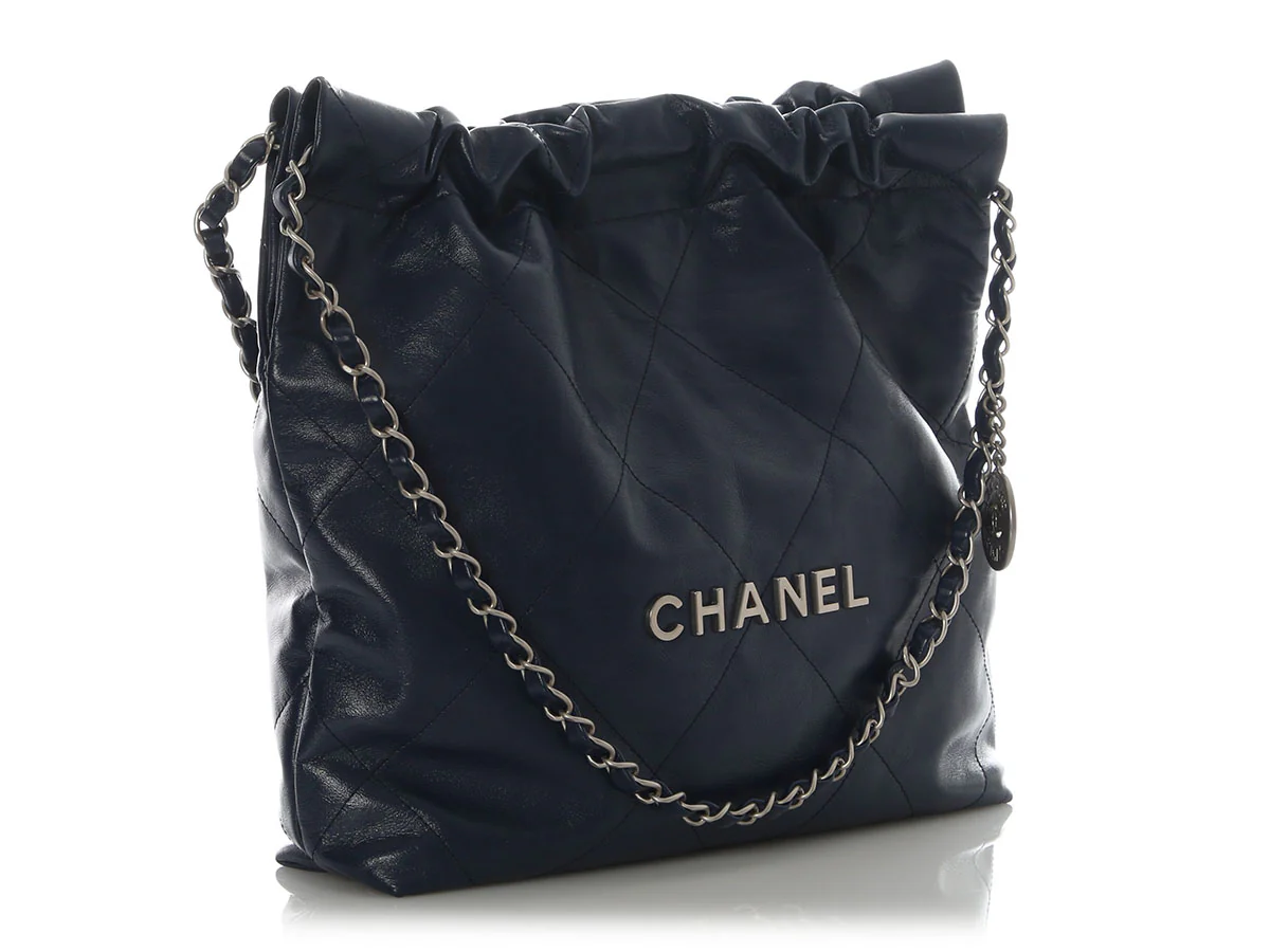 Chanel Small Navy Quilted Shiny Calfskin 22 - Image 6