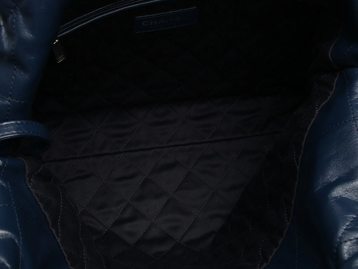 Chanel Small Navy Quilted Shiny Calfskin 22 - Image 9