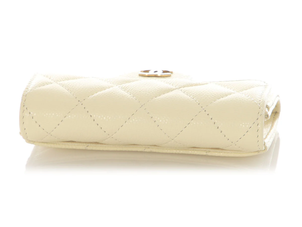 Chanel Light Yellow Quilted Caviar Card Holder - Image 6