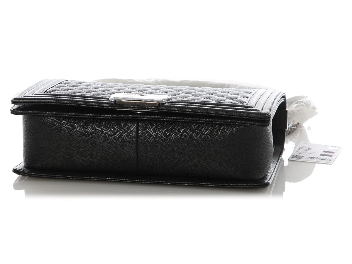 Chanel New Medium Quilted Caviar Black Boy Bag - Image 7