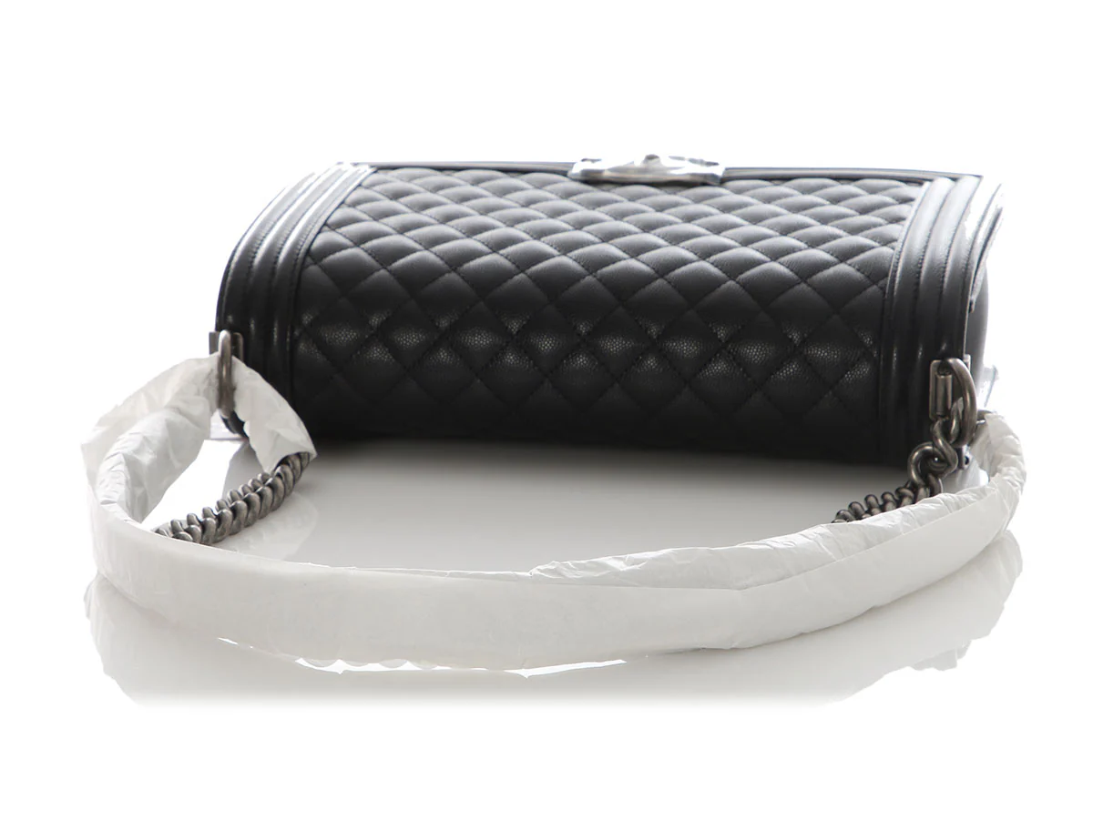 Chanel New Medium Quilted Caviar Black Boy Bag - Image 8
