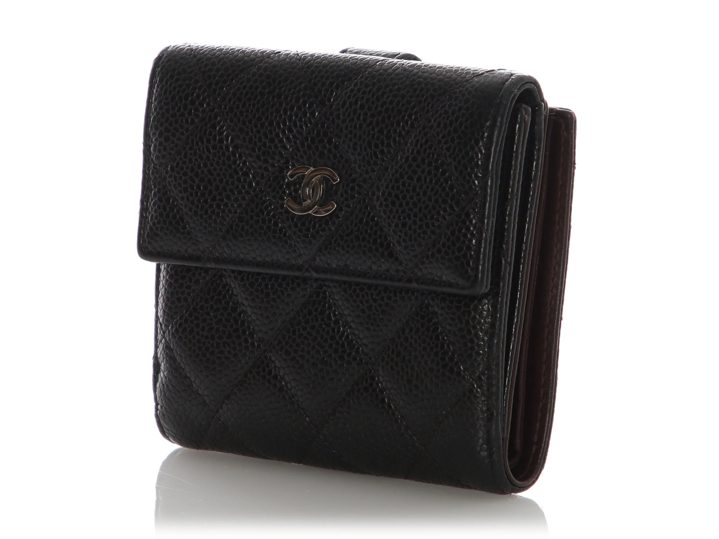 Chanel Small Black Quilted Caviar Classic Wallet - Image 2