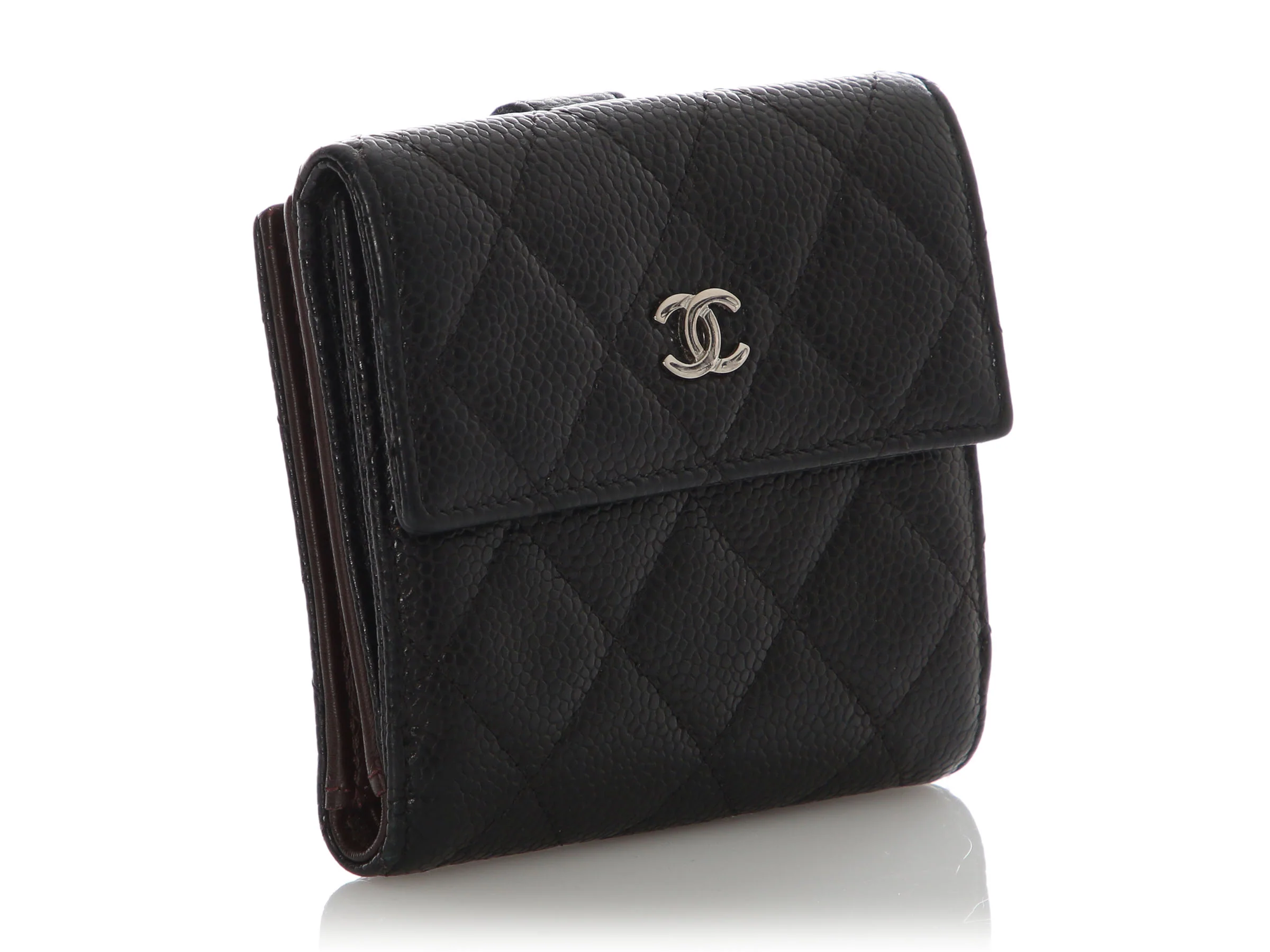 Chanel Small Black Quilted Caviar Classic Wallet - Image 4