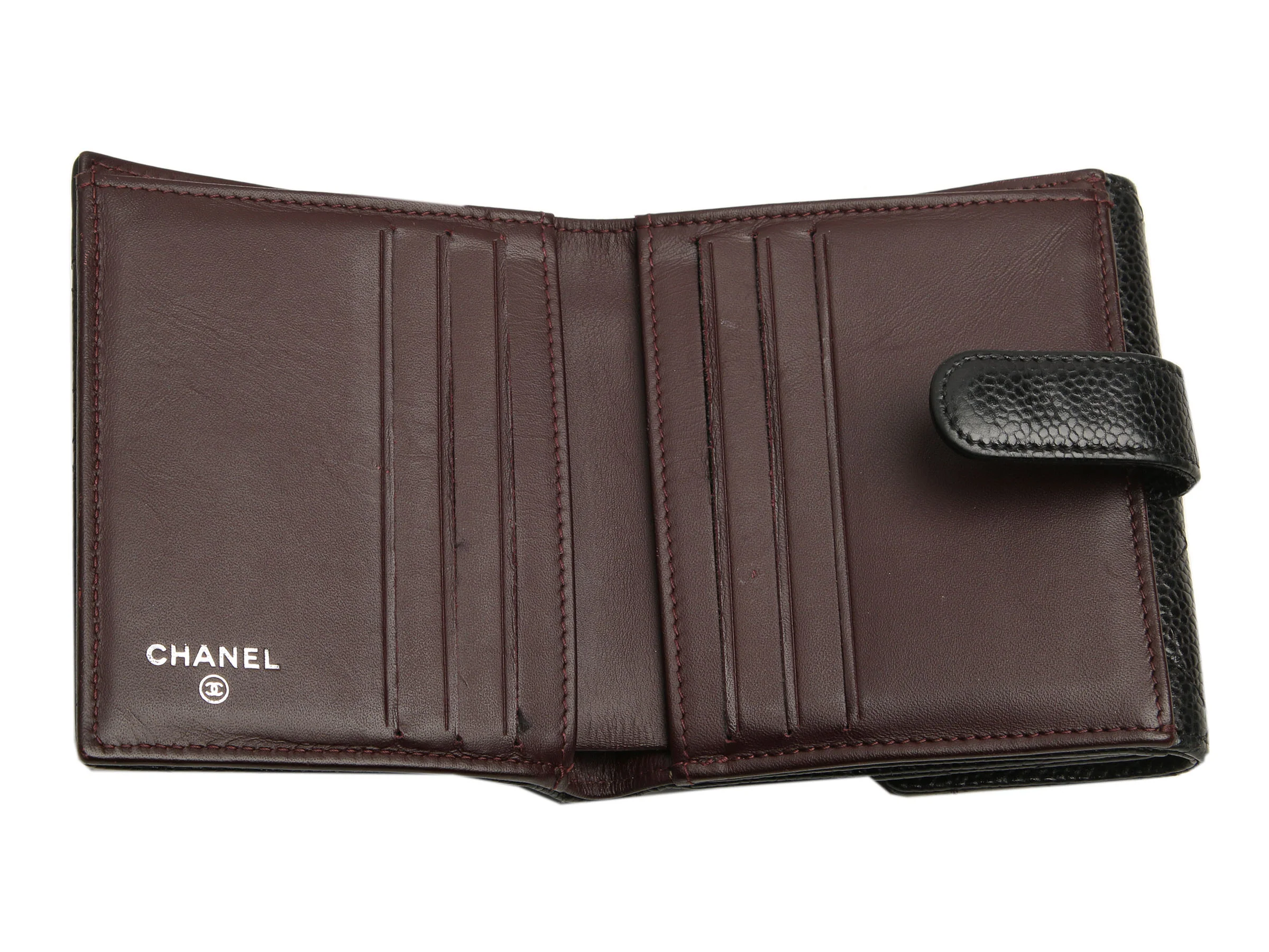 Chanel Small Black Quilted Caviar Classic Wallet - Image 7