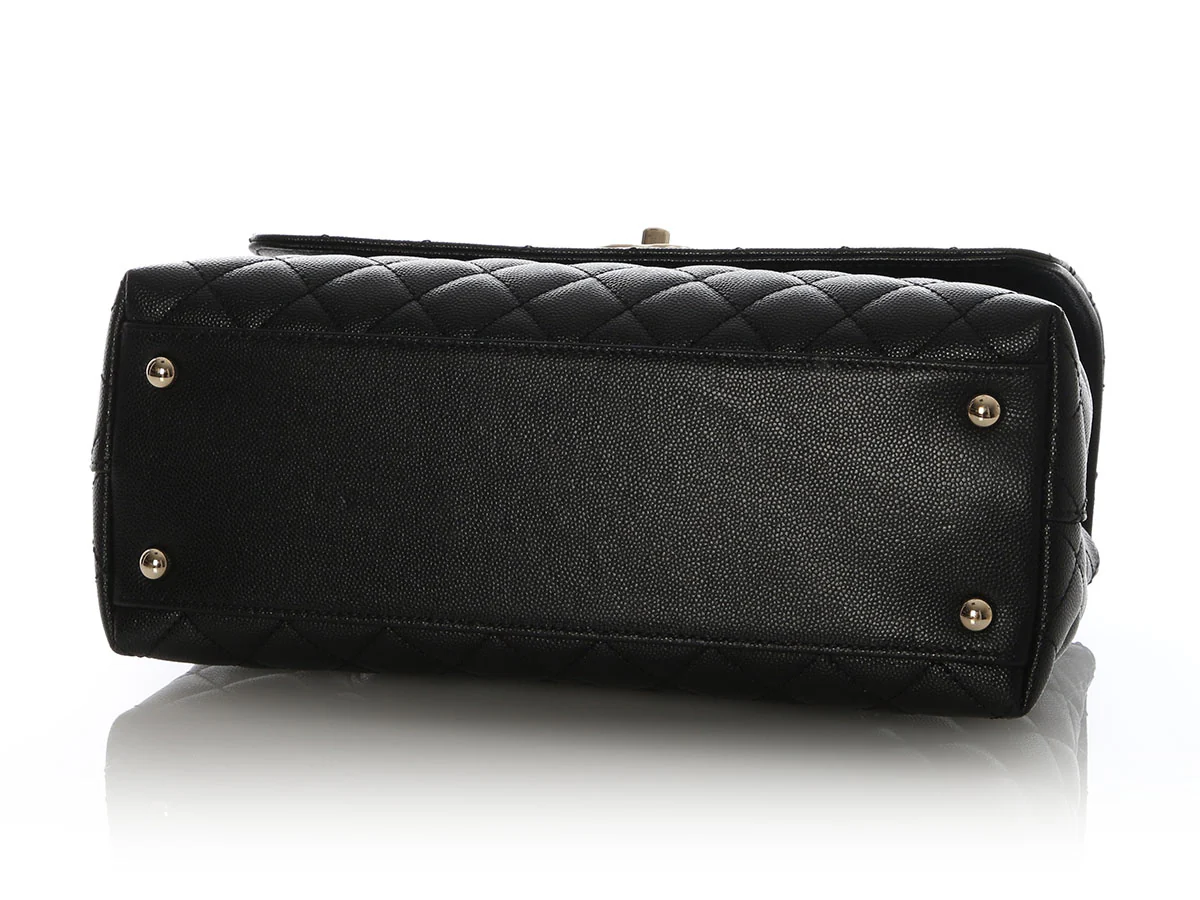 Chanel Large Black Quilted Caviar Top Handle Bag - Image 7