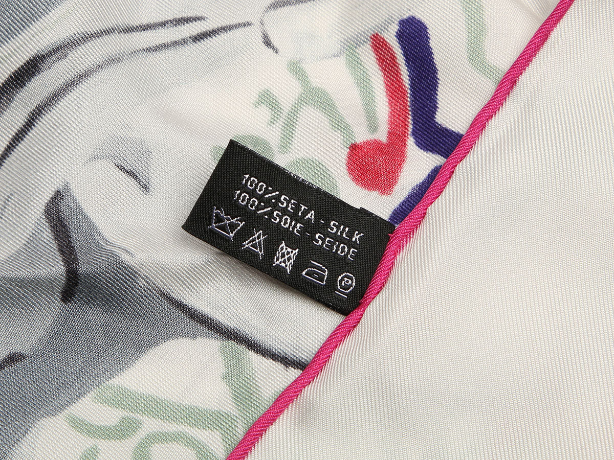 Chanel White and Multicolor Dragon Silk Scarf - Image 4