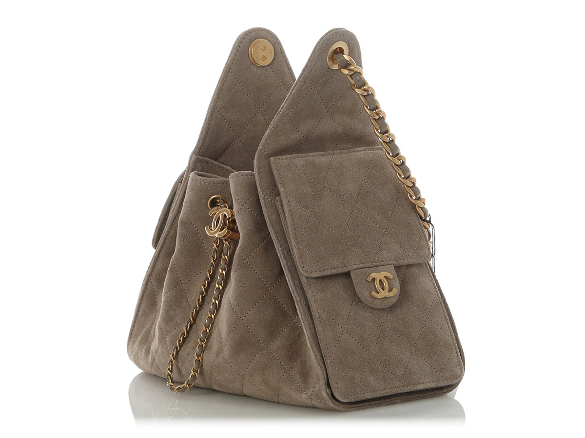 Chanel Small Dark Beige Suede 25 Bag - Image 4