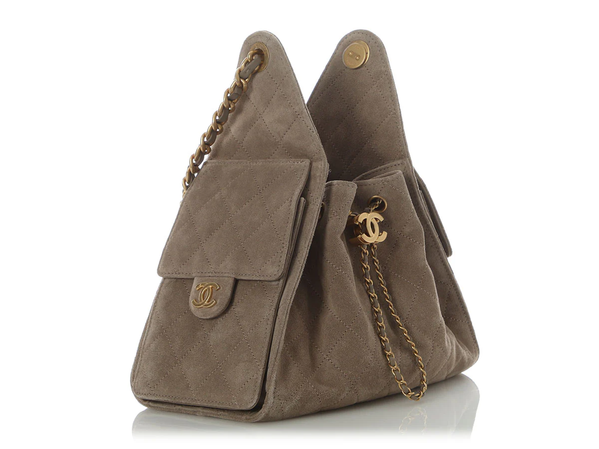 Chanel Small Dark Beige Suede 25 Bag - Image 6
