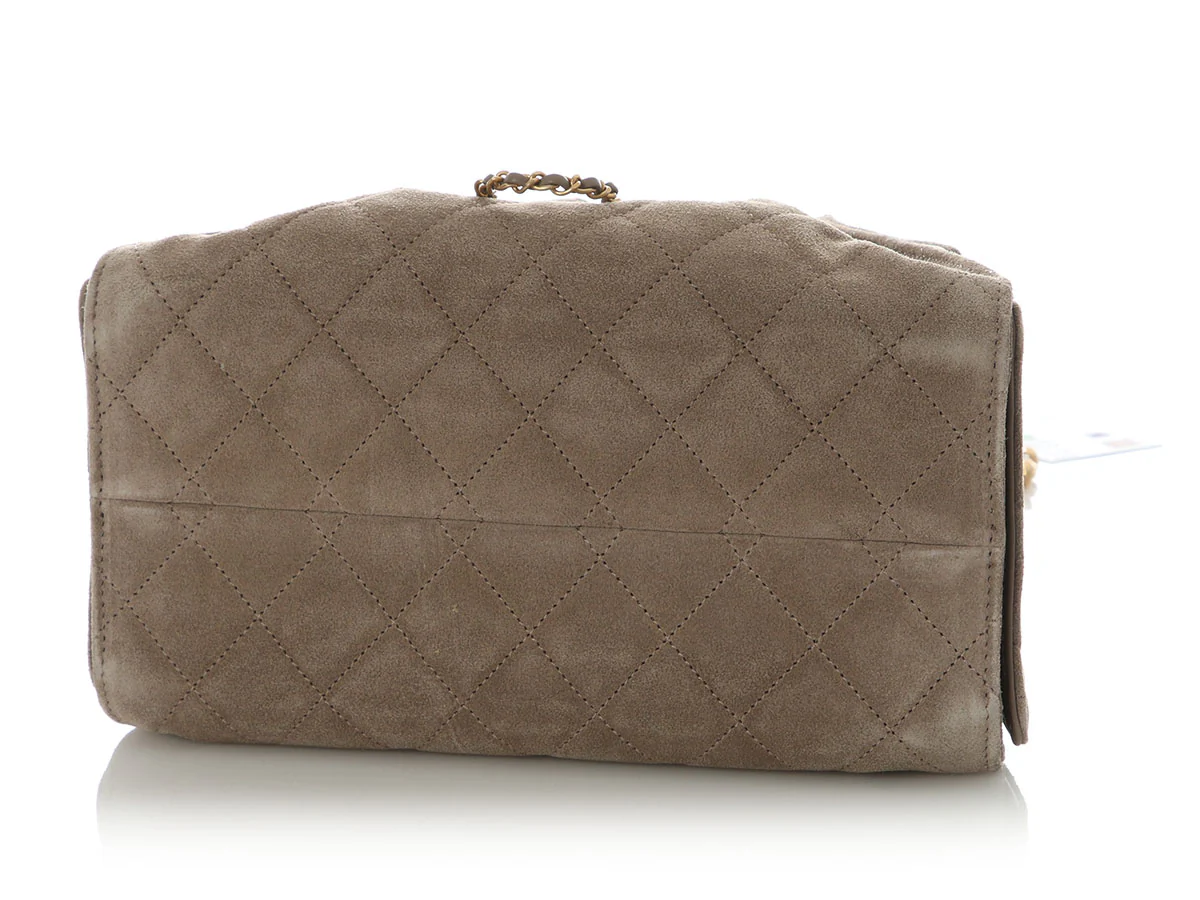 Chanel Small Dark Beige Suede 25 Bag - Image 7
