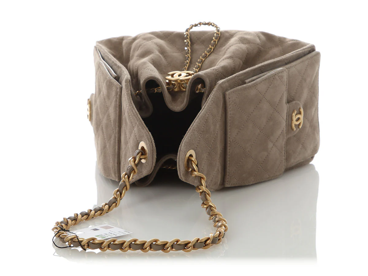Chanel Small Dark Beige Suede 25 Bag - Image 8