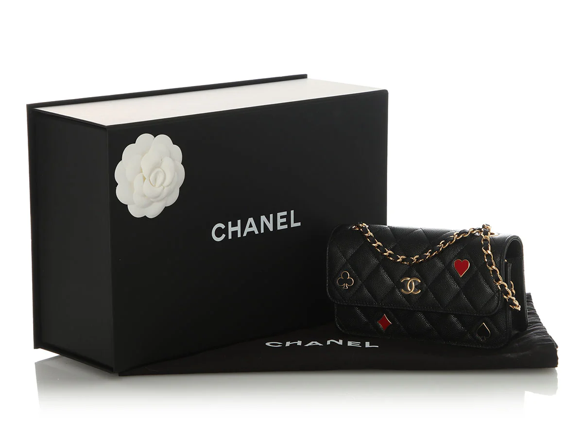 Chanel Black Quilted Caviar Casino Flap Phone Holder - Image 3