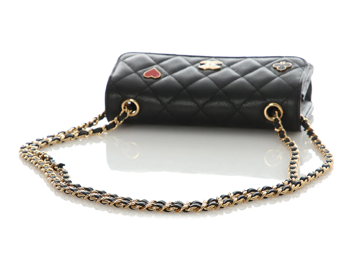 Chanel Black Quilted Caviar Casino Flap Phone Holder - Image 9
