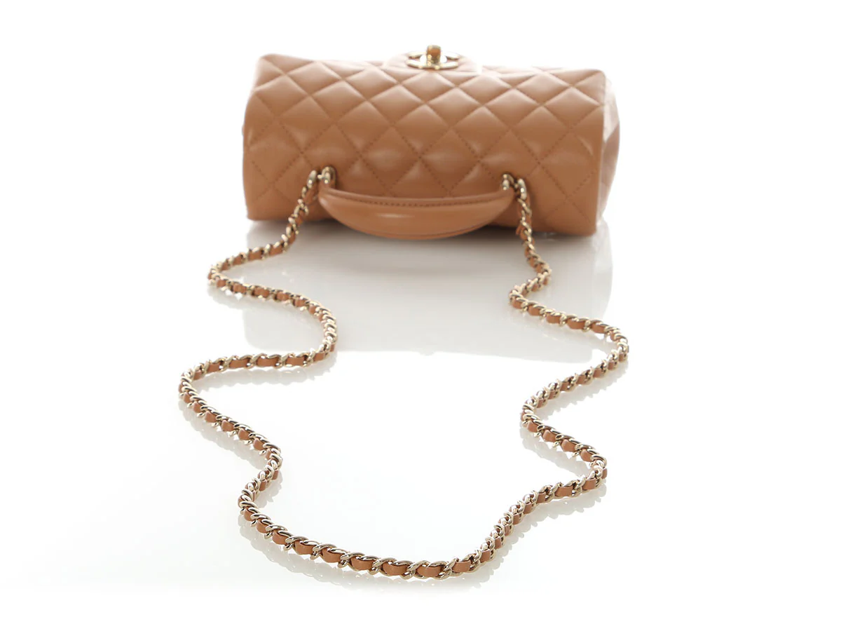 Chanel Mini Caramel Quilted Lambskin Top Handle - Image 7