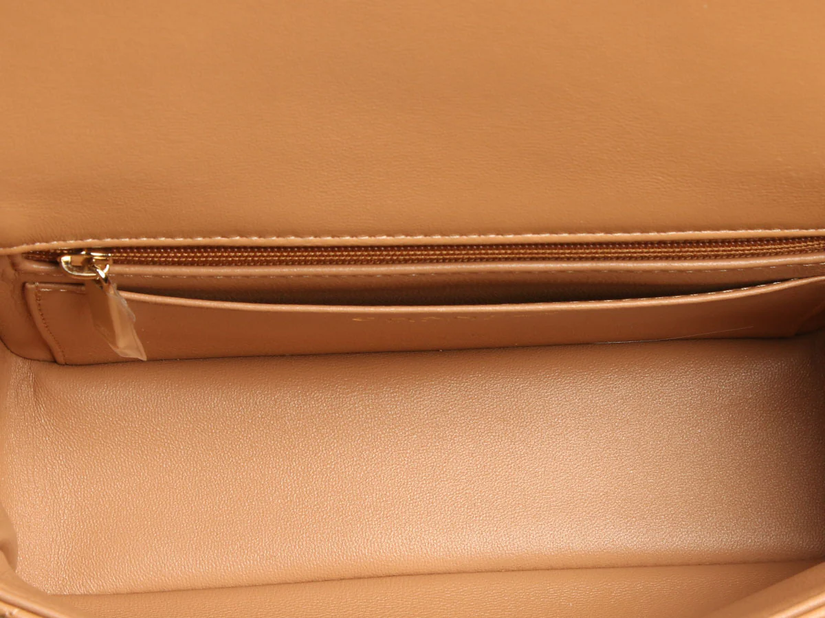 Chanel Mini Caramel Quilted Lambskin Top Handle - Image 8