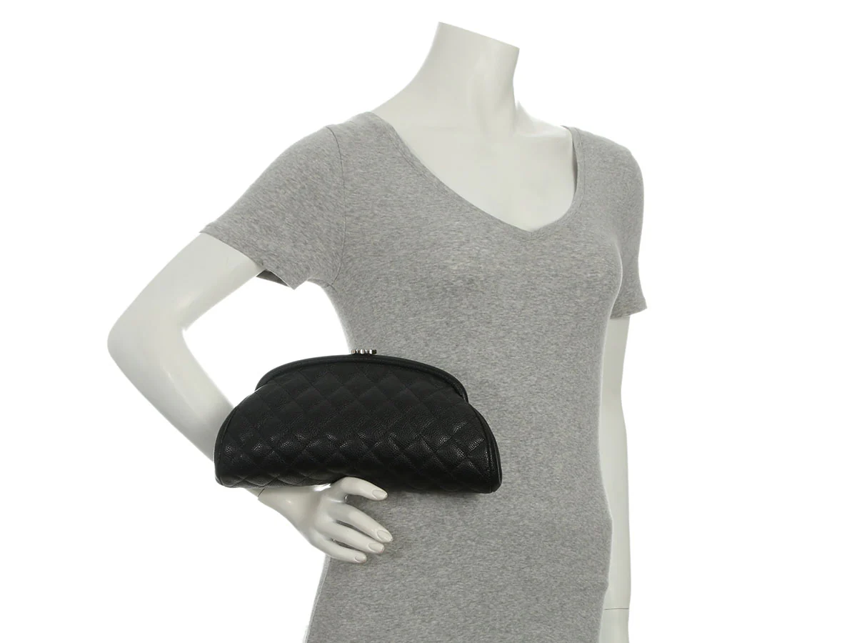 Chanel Black Quilted Caviar Timeless Clutch - Image 9