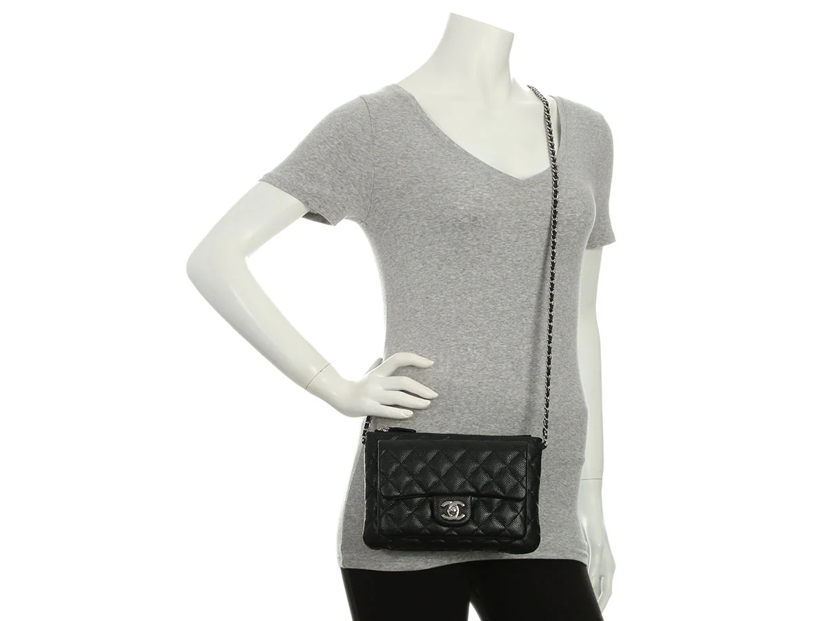 Chanel Small Black Quilted Caviar Crossbody - Image 10
