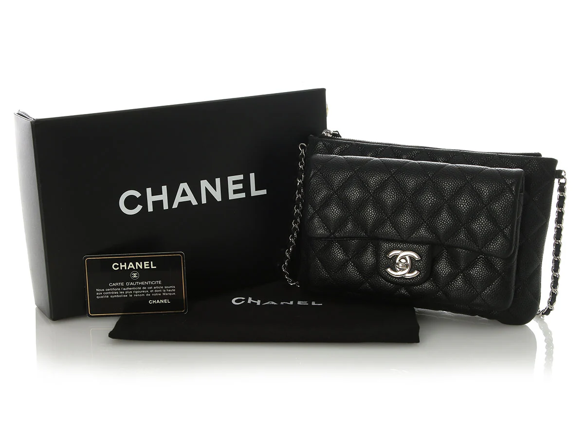 Chanel Small Black Quilted Caviar Crossbody - Image 2