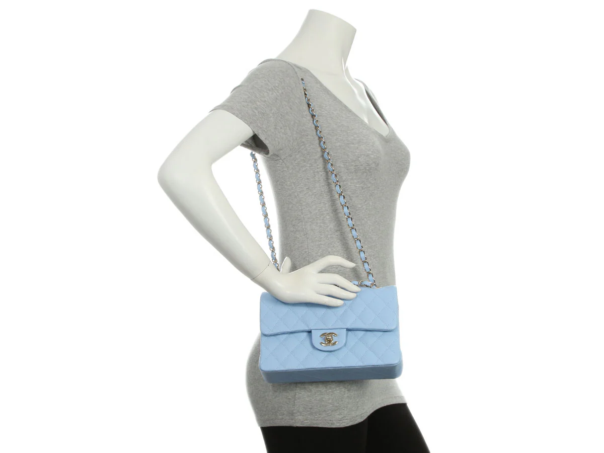 Chanel Small Blue Brume Quilted Caviar Classic Double Flap - Image 10