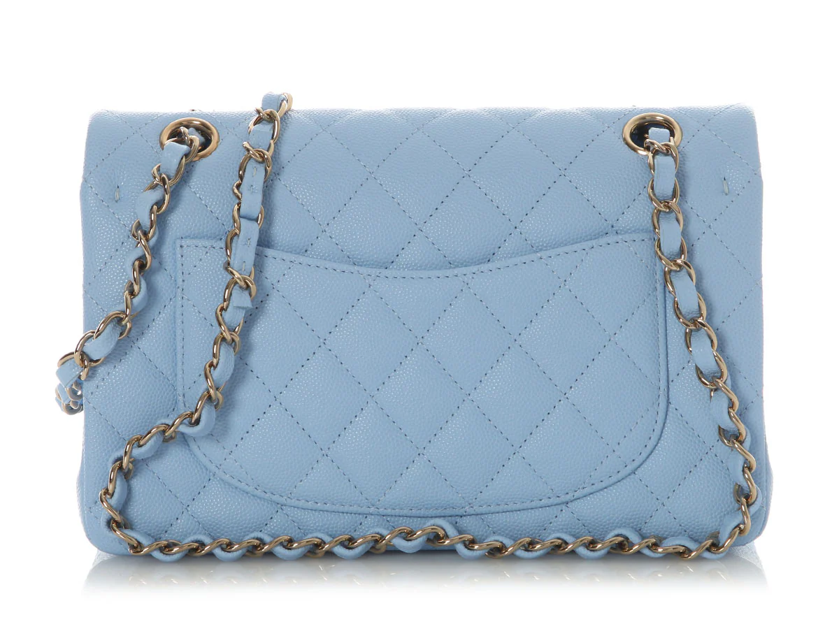 Chanel Small Blue Brume Quilted Caviar Classic Double Flap - Image 5