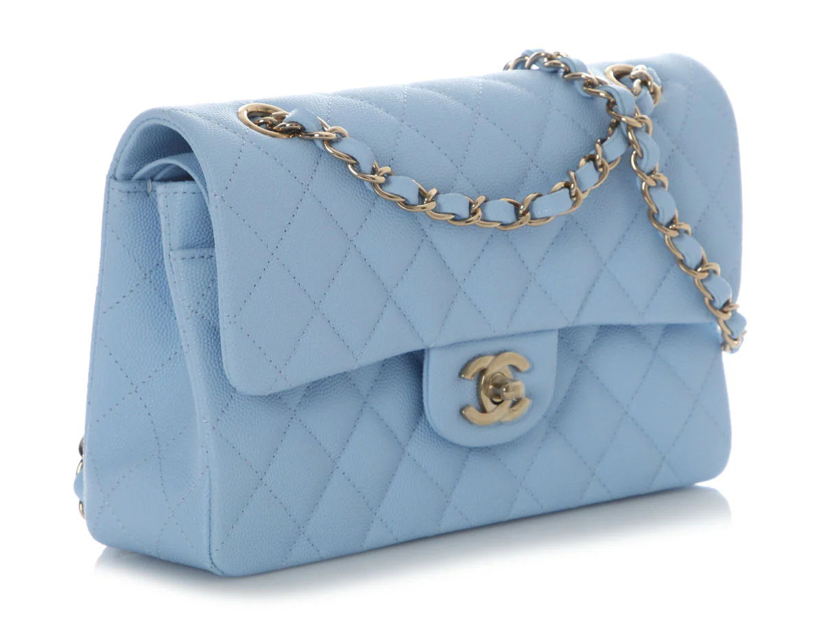 Chanel Small Blue Brume Quilted Caviar Classic Double Flap - Image 6