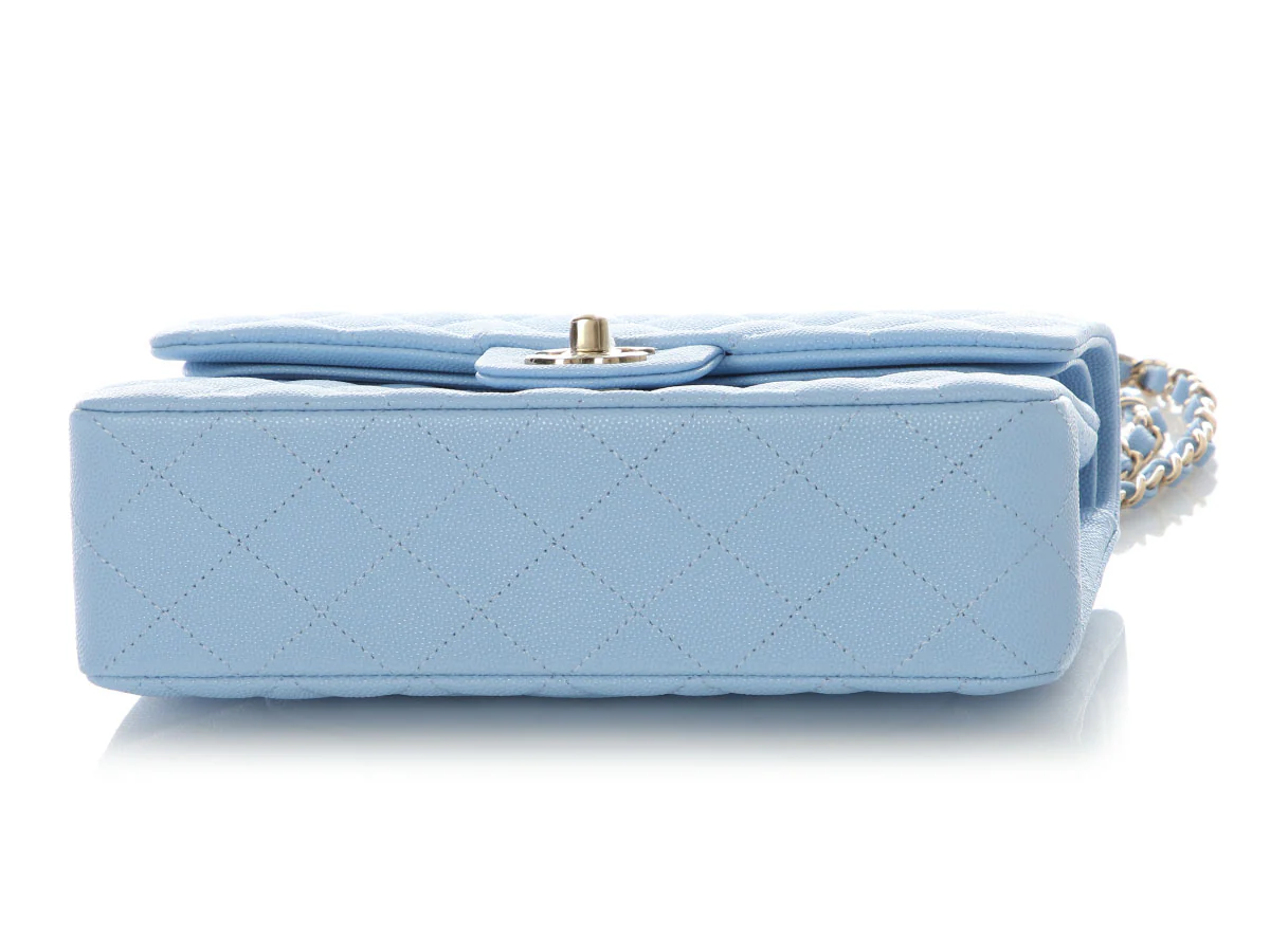 Chanel Small Blue Brume Quilted Caviar Classic Double Flap - Image 7