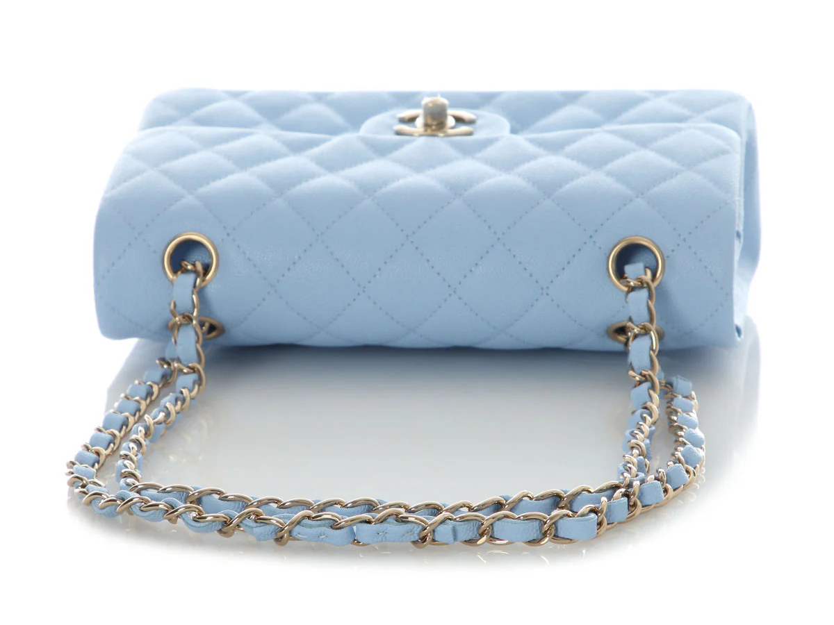 Chanel Small Blue Brume Quilted Caviar Classic Double Flap - Image 8