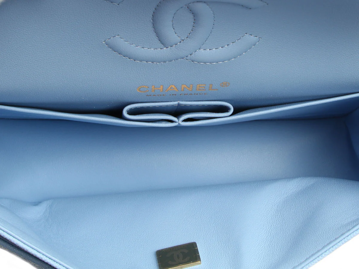 Chanel Small Blue Brume Quilted Caviar Classic Double Flap - Image 9