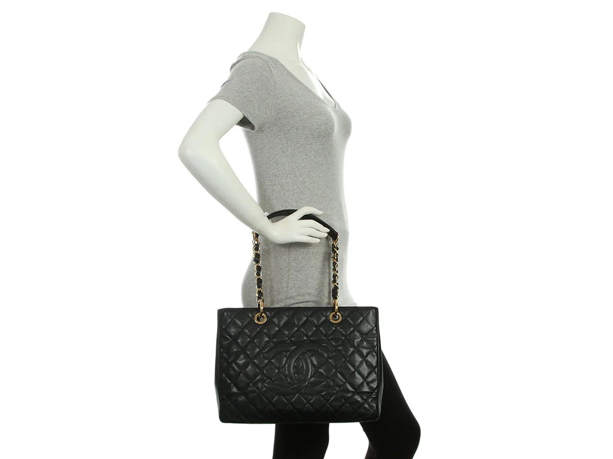 Chanel Black Quilted Caviar Grand Shopping Tote GST - Image 10