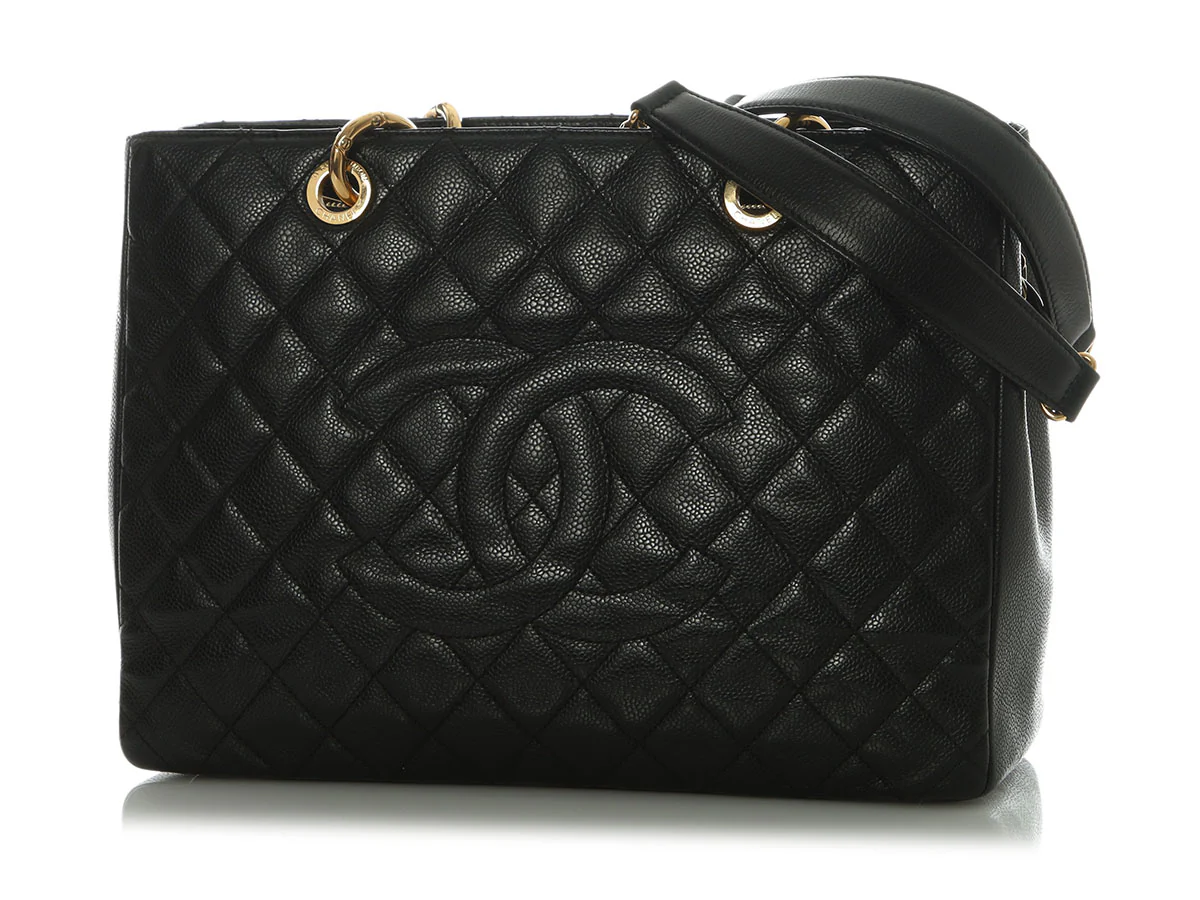 Chanel Black Quilted Caviar Grand Shopping Tote GST - Image 3