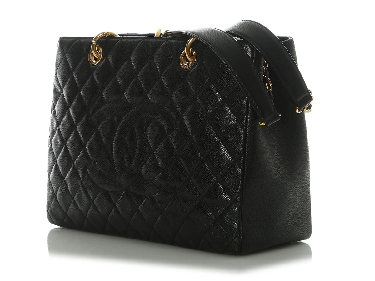 Chanel Black Quilted Caviar Grand Shopping Tote GST - Image 4