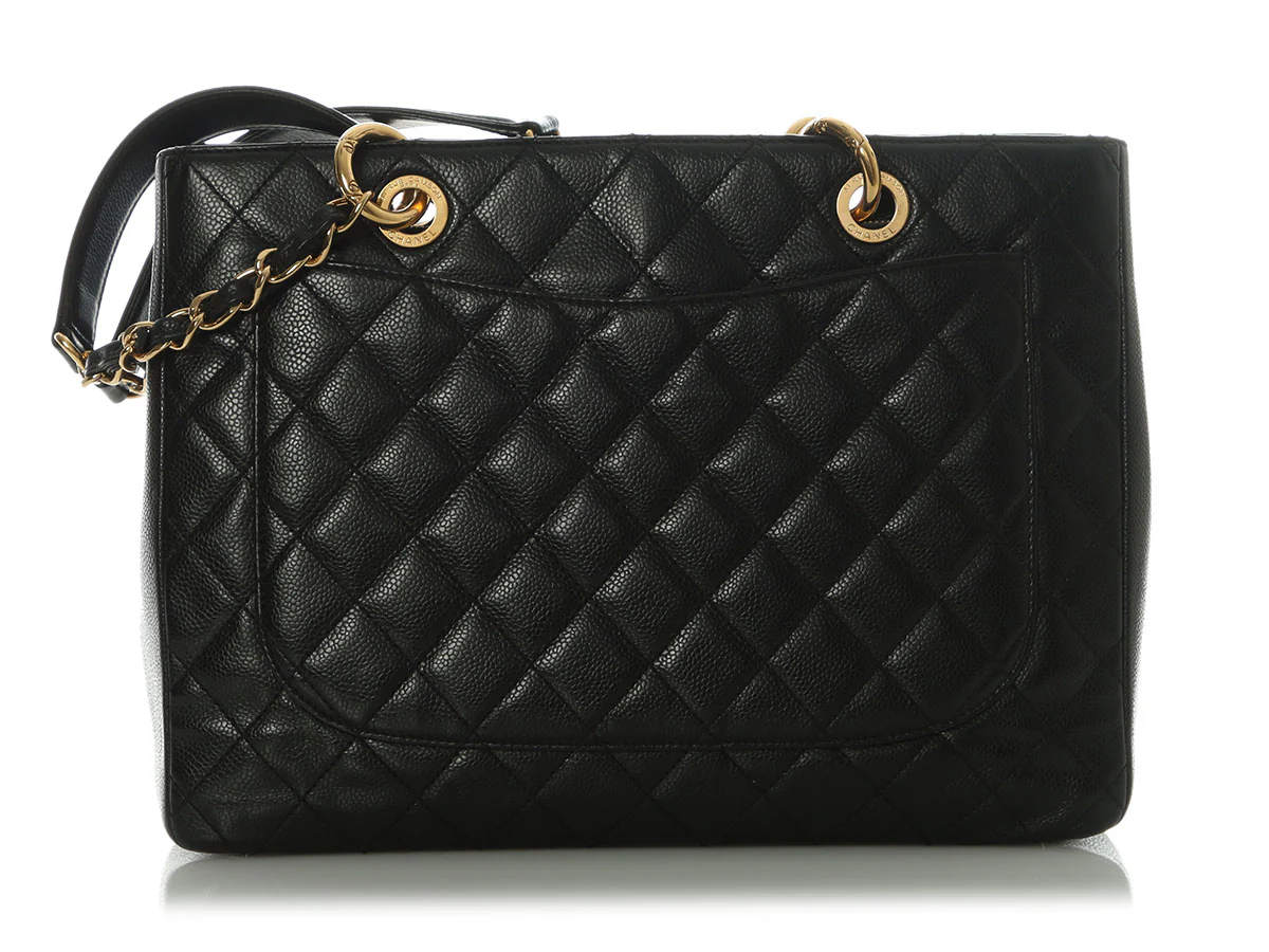 Chanel Black Quilted Caviar Grand Shopping Tote GST - Image 5