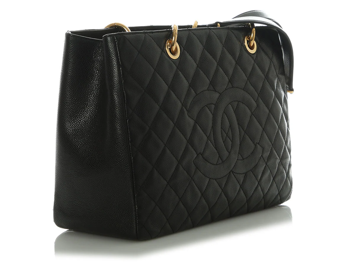 Chanel Black Quilted Caviar Grand Shopping Tote GST - Image 6