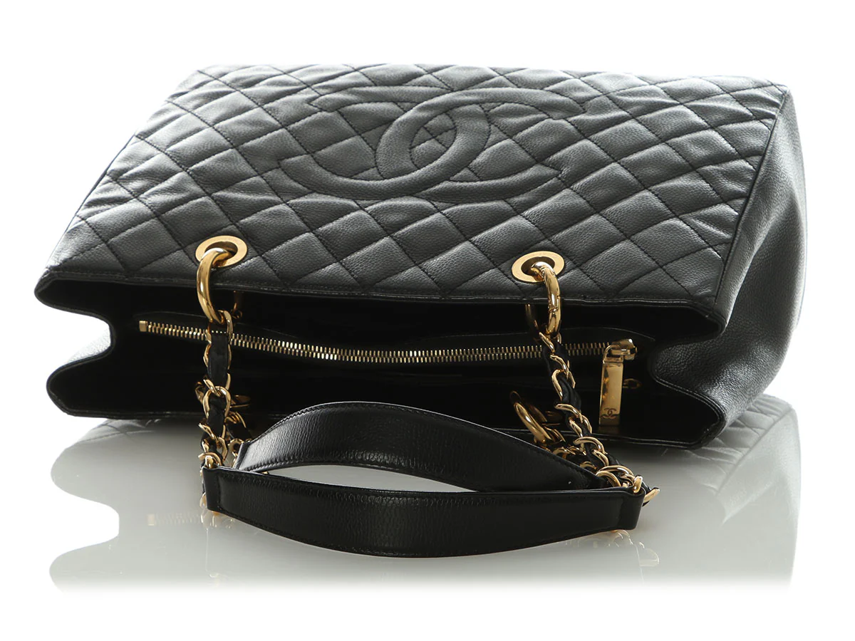 Chanel Black Quilted Caviar Grand Shopping Tote GST - Image 8
