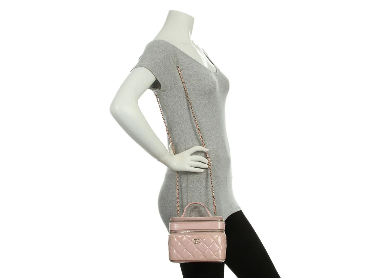 Chanel Pink Quilted Lambskin Double Vanity Cosmetic Case - Image 11