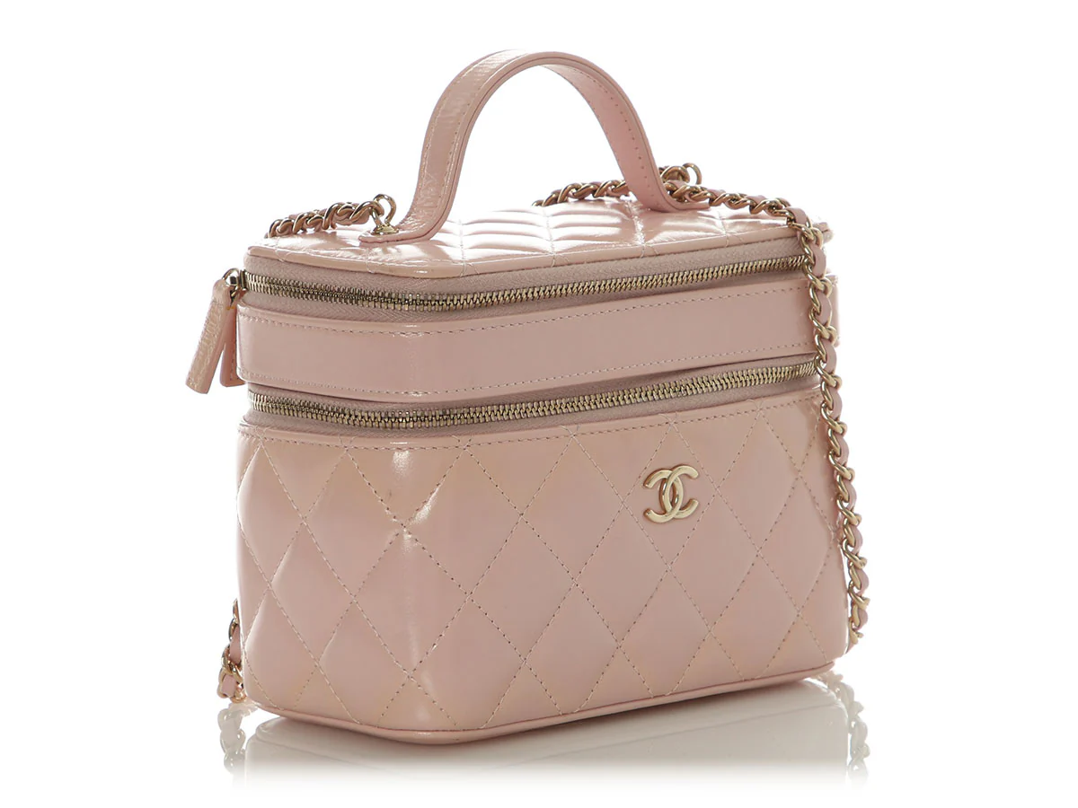 Chanel Pink Quilted Lambskin Double Vanity Cosmetic Case - Image 6