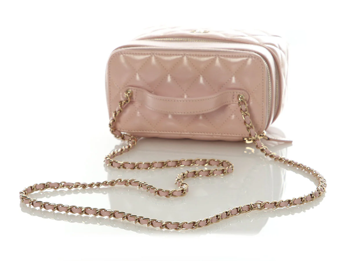 Chanel Pink Quilted Lambskin Double Vanity Cosmetic Case - Image 8