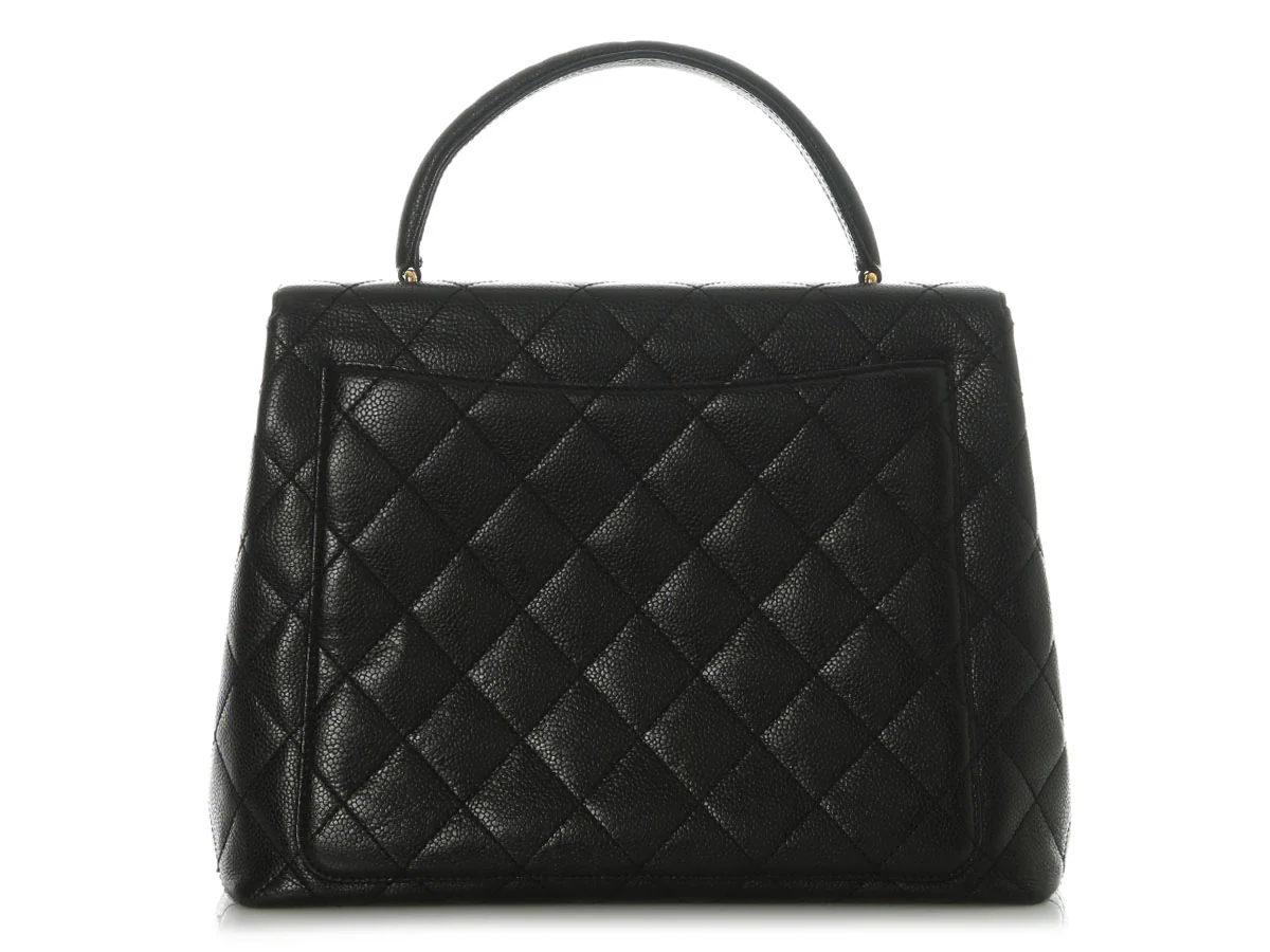 Chanel Vintage Jumbo Black Quilted Caviar Kelly - Image 4