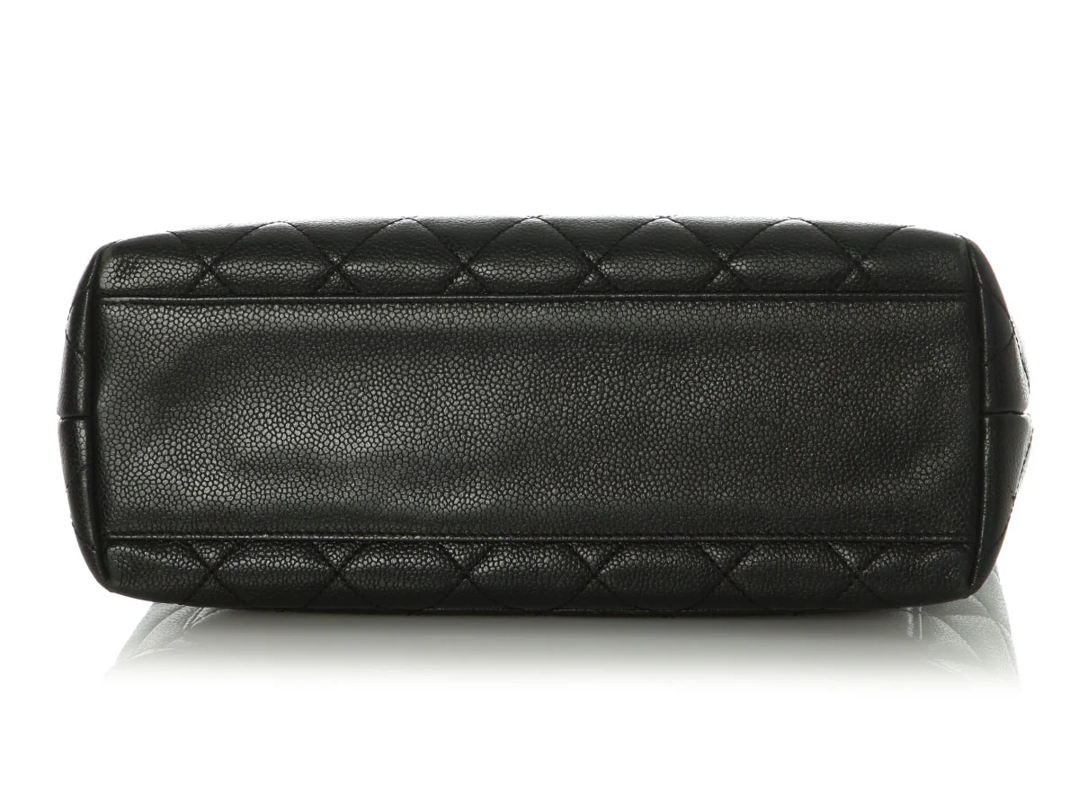 Chanel Vintage Jumbo Black Quilted Caviar Kelly - Image 6