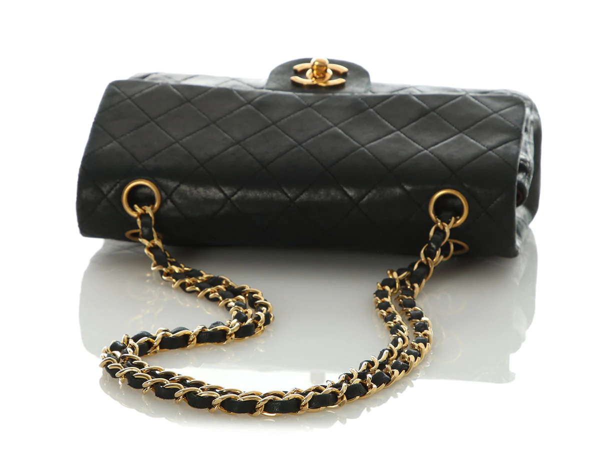 Chanel Vintage Small Black Quilted Lambskin Classic Double Flap - Image 7