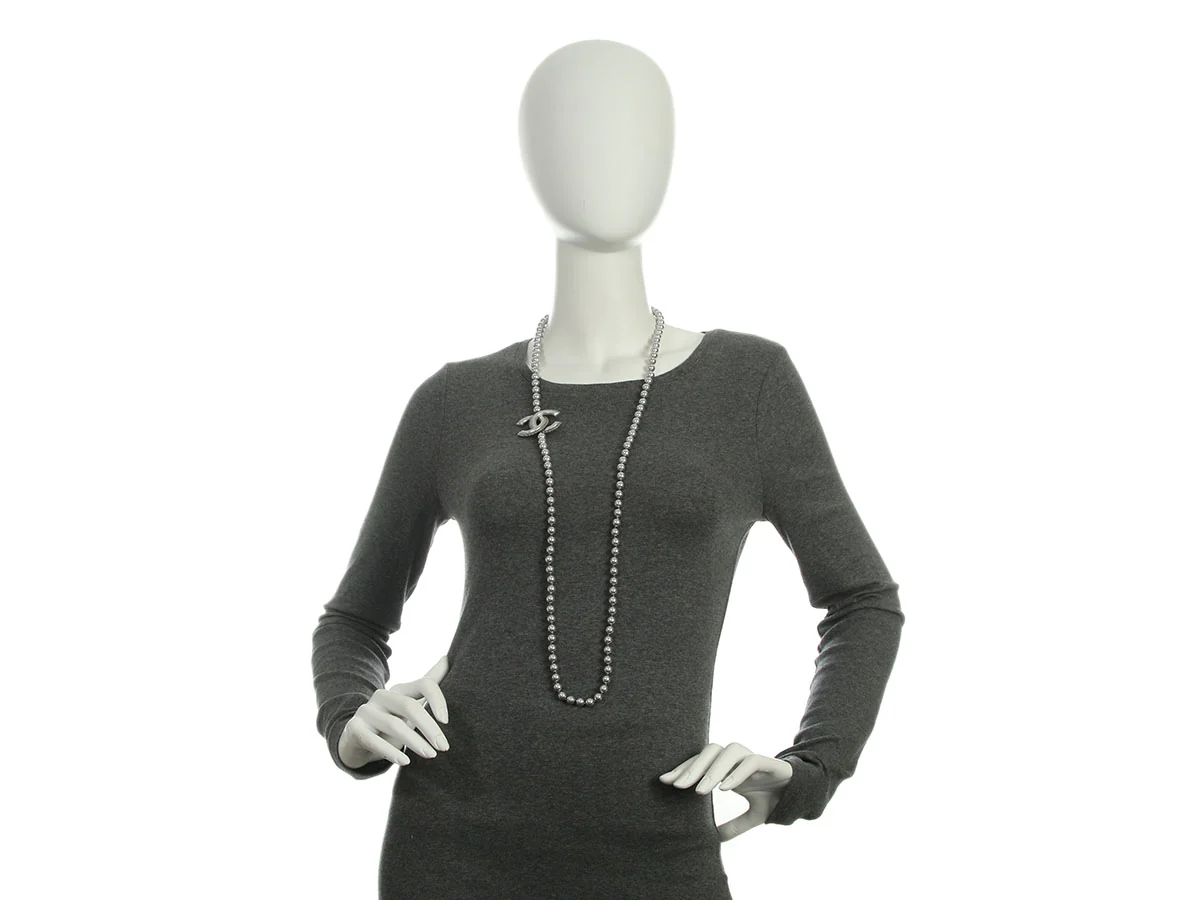 Chanel Gray Pearl Long Necklace - Image 6