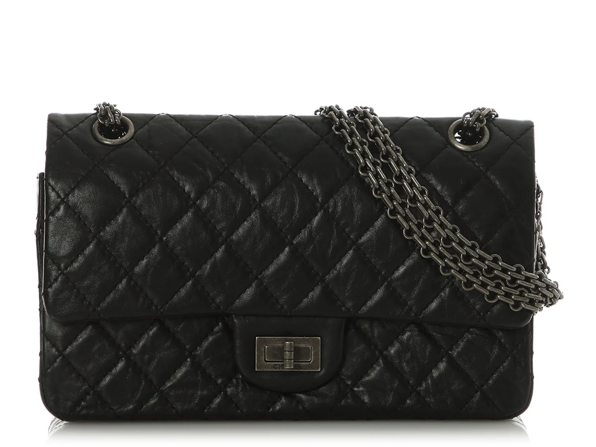 Chanel Black Quilted Distressed Calfskin Reissue 225