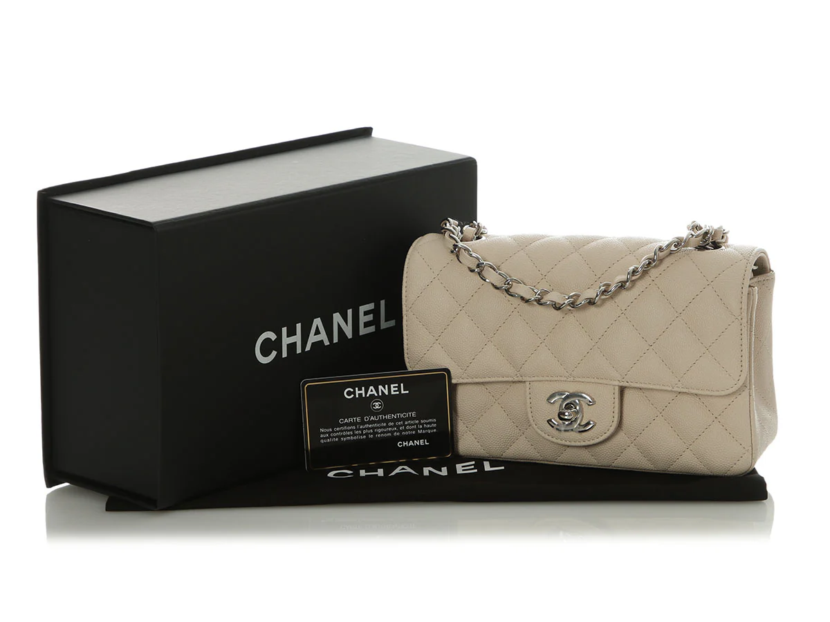 Chanel Mini Light Beige Quilted Caviar Classic - Image 2