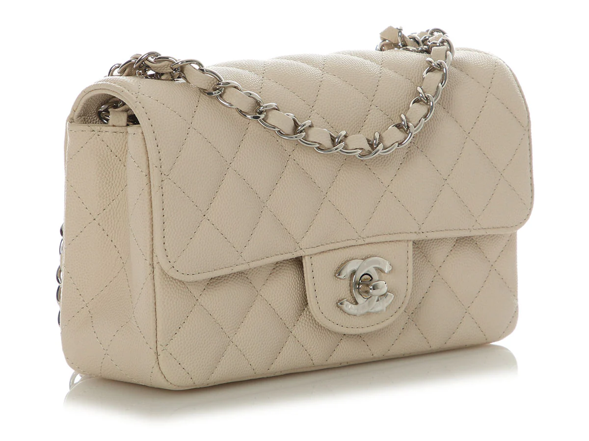 Chanel Mini Light Beige Quilted Caviar Classic - Image 6
