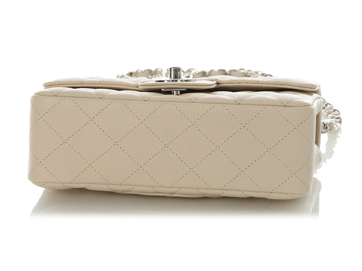 Chanel Mini Light Beige Quilted Caviar Classic - Image 7