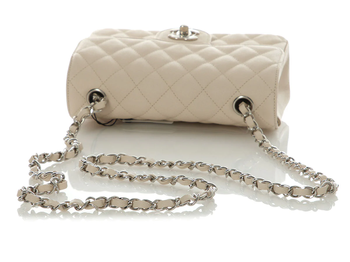 Chanel Mini Light Beige Quilted Caviar Classic - Image 8